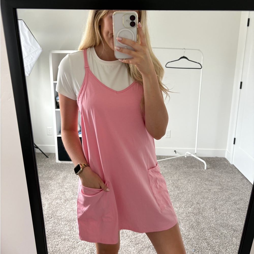 Pink Spaghetti Strap Romper Dress - Picture 2 of 7